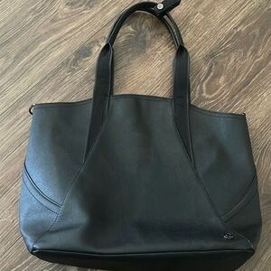 Lululemon Large Black Go Wild Tote Utility Bag Travel Heavy Duty Faux Leather